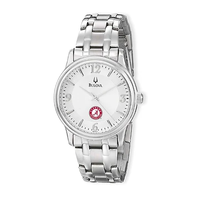 Men's Bulova Silver Alabama Crimson Tide Stainless Steel Quartz Watch