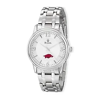 Men's Bulova Silver Arkansas Razorbacks Stainless Steel Quartz Watch