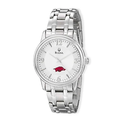 Men's Bulova Silver Arkansas Razorbacks Stainless Steel Quartz Watch