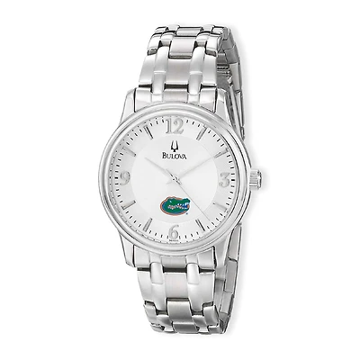 Men's Bulova Silver Florida Gators Stainless Steel Quartz Watch