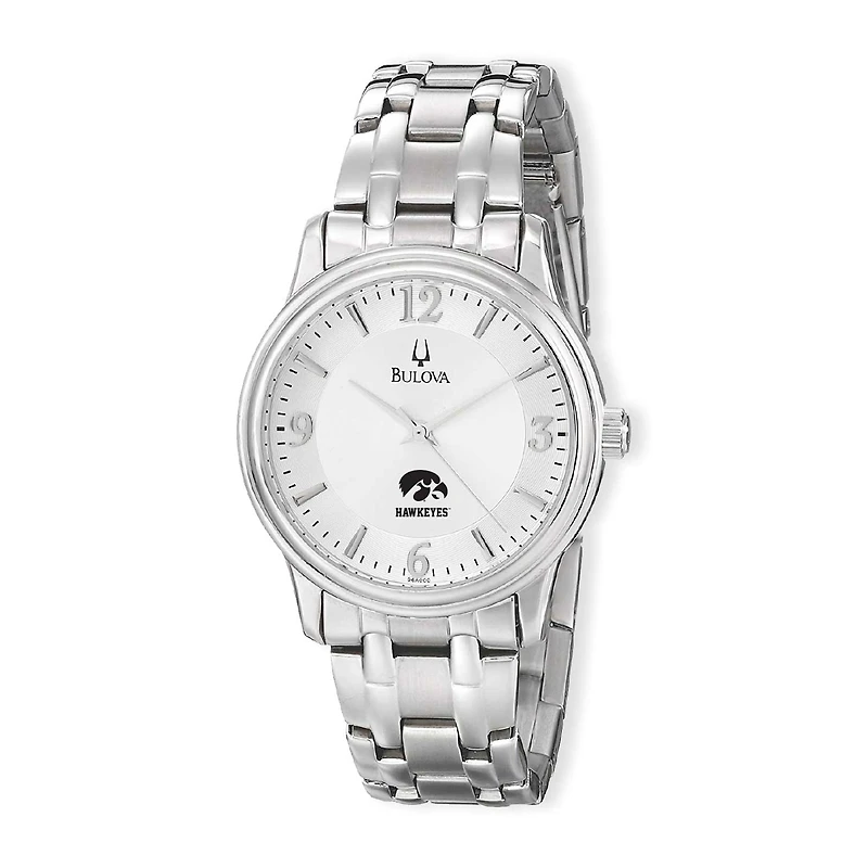 Men's Bulova Silver Iowa Hawkeyes Stainless Steel Quartz Watch