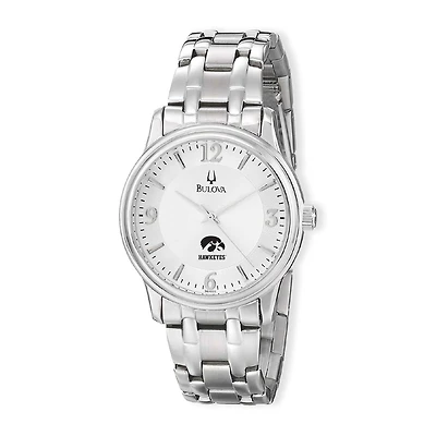 Men's Bulova Silver Iowa Hawkeyes Stainless Steel Quartz Watch