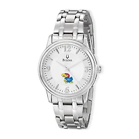 Men's Bulova Silver Kansas Jayhawks Stainless Steel Quartz Watch