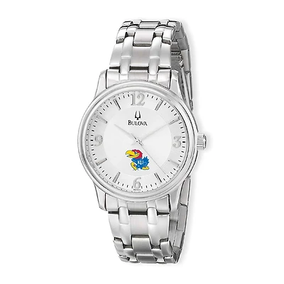Men's Bulova Silver Kansas Jayhawks Stainless Steel Quartz Watch