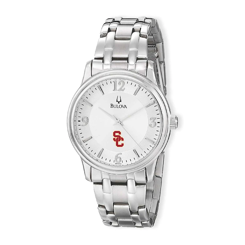 Men's Bulova Silver USC Trojans Stainless Steel Quartz Watch