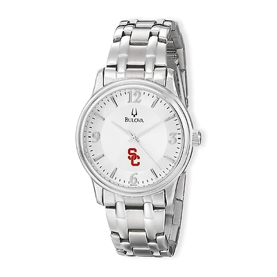 Men's Bulova Silver USC Trojans Stainless Steel Quartz Watch