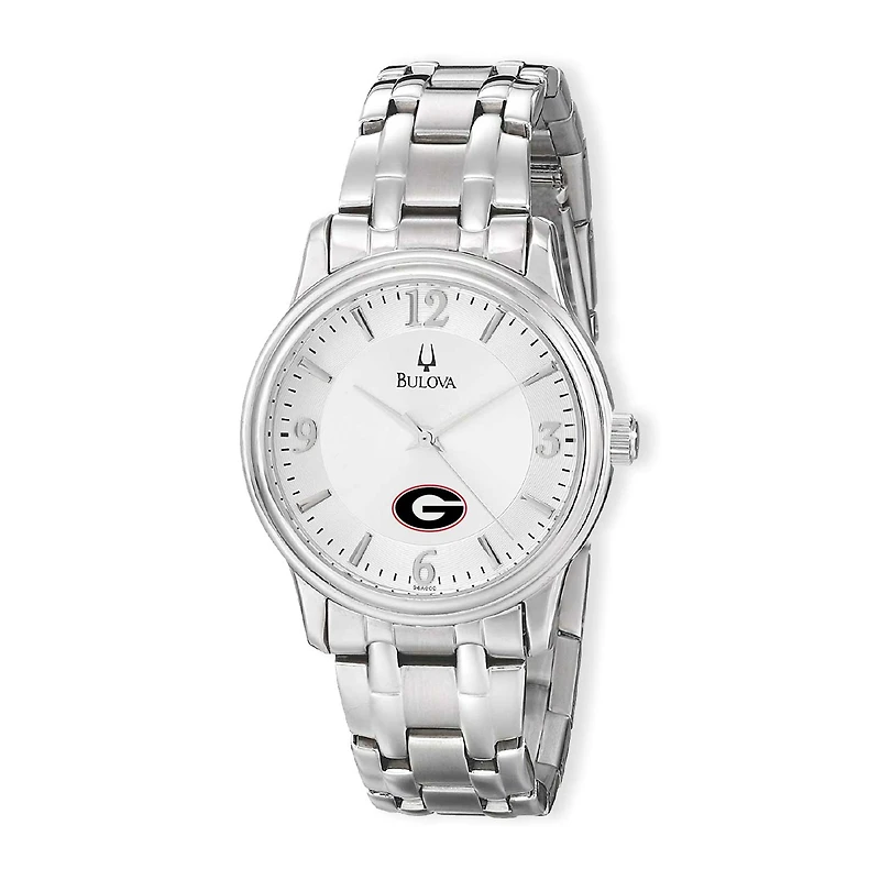 Men's Bulova Silver Georgia Bulldogs Stainless Steel Quartz Watch