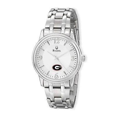 Men's Bulova Silver Georgia Bulldogs Stainless Steel Quartz Watch