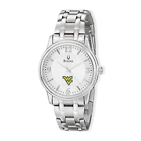 Men's Bulova Silver West Virginia Mountaineers Stainless Steel Quartz Watch