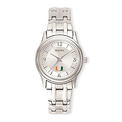 Women's Silver Miami Hurricanes Stainless Steel Quartz Watch