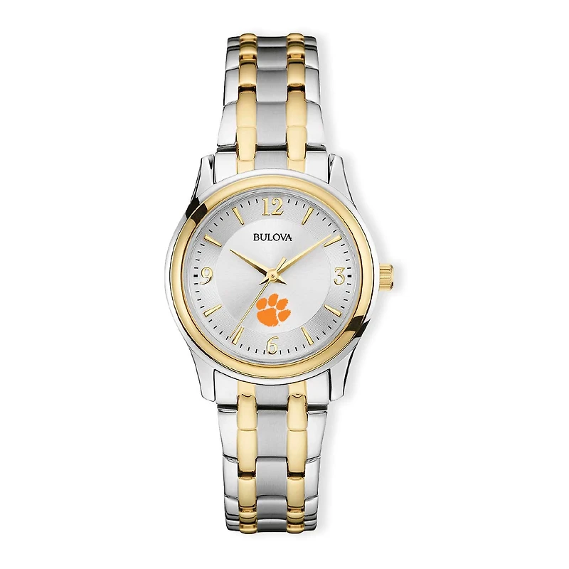 Women's Bulova Silver/Gold Clemson Tigers Classic Two-Tone Round Watch