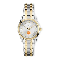 Women's Bulova Silver/Gold Clemson Tigers Classic Two-Tone Round Watch