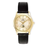 Women's Bulova Gold/Black Oregon Ducks Stainless Steel Watch with Leather Band
