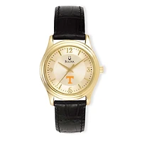 Women's Bulova Gold/Black Tennessee Volunteers Stainless Steel Watch with Leather Band
