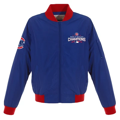 Women's JH Design Royal Chicago Cubs 2016 World Series Nylon Full-Zip Bomber Jacket