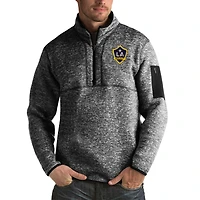 Men's Antigua Black LA Galaxy Fortune Big & Tall Quarter-Zip Pullover Jacket