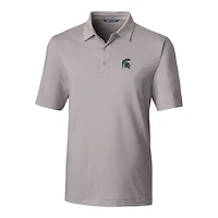 Men's Cutter & Buck Gray Michigan State Spartans Forge Pencil Stripe Polo