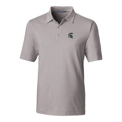 Men's Cutter & Buck Gray Michigan State Spartans Forge Pencil Stripe Polo