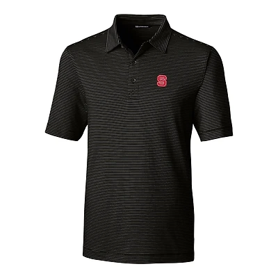 Men's Cutter & Buck Black NC State Wolfpack Forge Pencil Stripe Polo