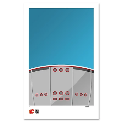 Calgary Flames Minimalist Saddledome 11'' x 17'' Art Poster