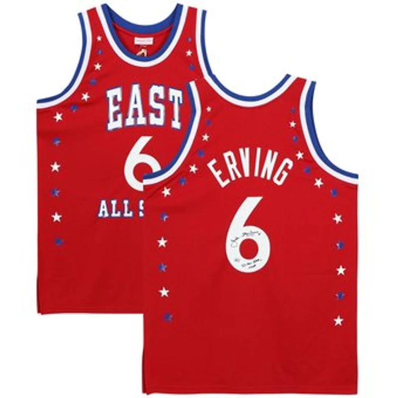 Julius Erving Philadelphia 76ers Autographed Red Mitchell & Ness 1982-83 Hardwood Classics Swingman Jersey with "83 All-Star MVP" Inscription