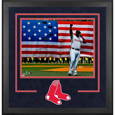 David Ortiz Boston Red Sox Deluxe Framed Autographed 16" x 20" Boston Strong Speech Photograph with "This Is Our F'N City" Inscription