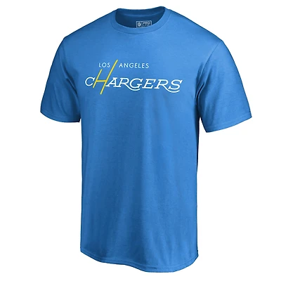 Men's Powder Blue Los Angeles Chargers Multi Color Vintage Logo T-Shirt