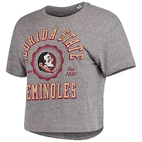 Women's Pressbox Gray Florida State Seminoles Tri-Blend Bishop Knobi Crop T-Shirt