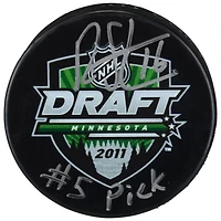 Ryan Strome Anaheim Ducks Autographed 2011 NHL Draft Logo Hockey Puck with "#5 Pick" Inscription