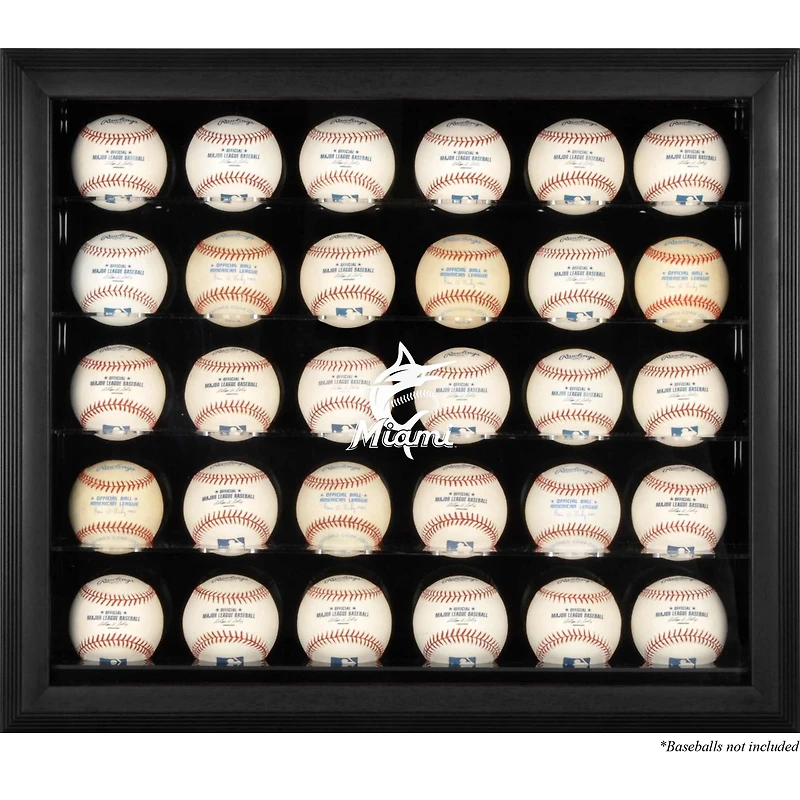 Miami Marlins Framed 2019 Logo 30-Ball Display Case