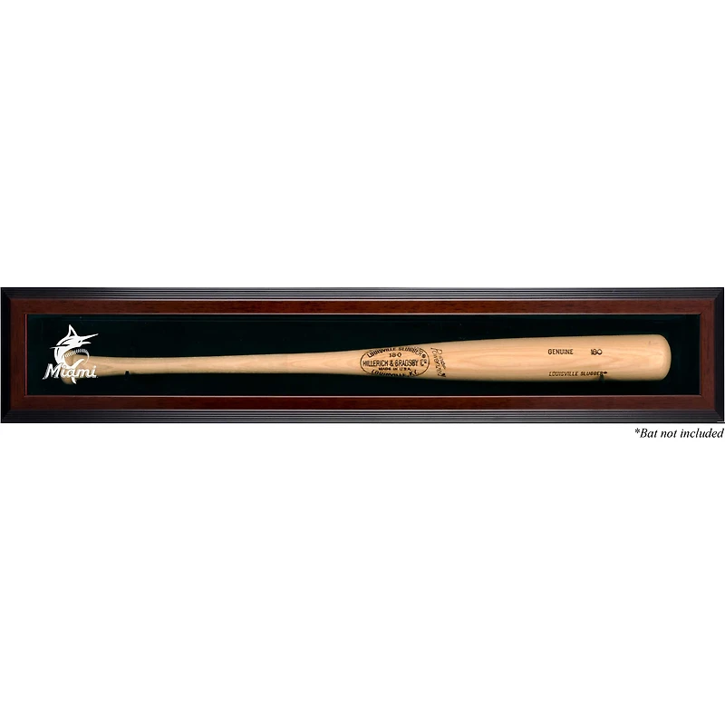 Miami Marlins 2019 Logo Brown Framed Wall-Mounted Single Bat Display Case