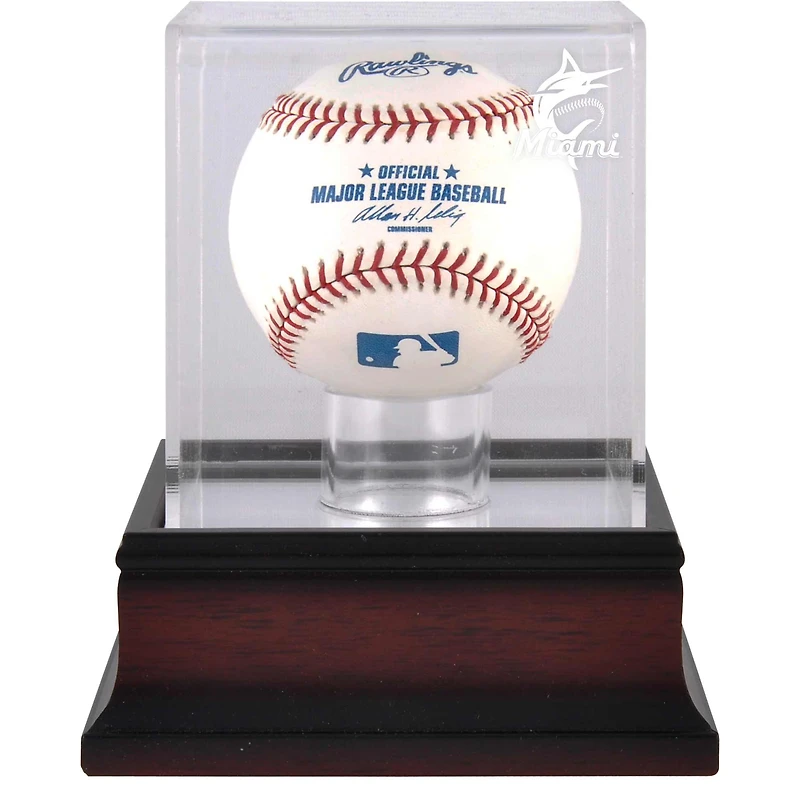 Miami Marlins Mahogany Baseball 2019 Logo Display Case