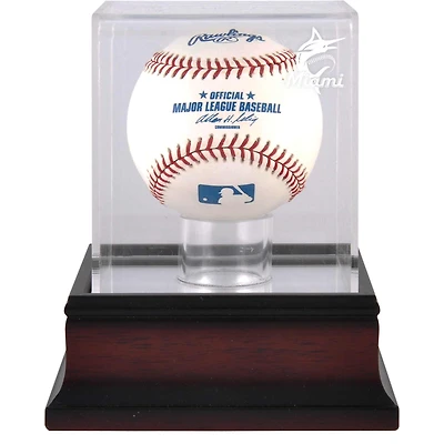 Miami Marlins Mahogany Baseball 2019 Logo Display Case