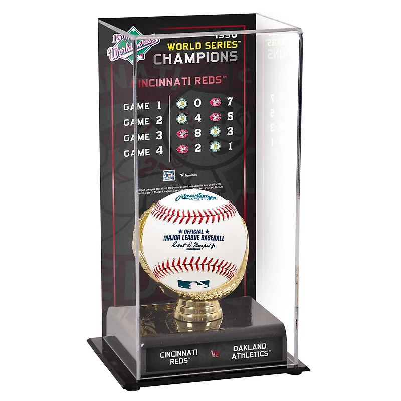 Cincinnati Reds 1990 World Series Champions Sublimated Display Case with Series Listing Image