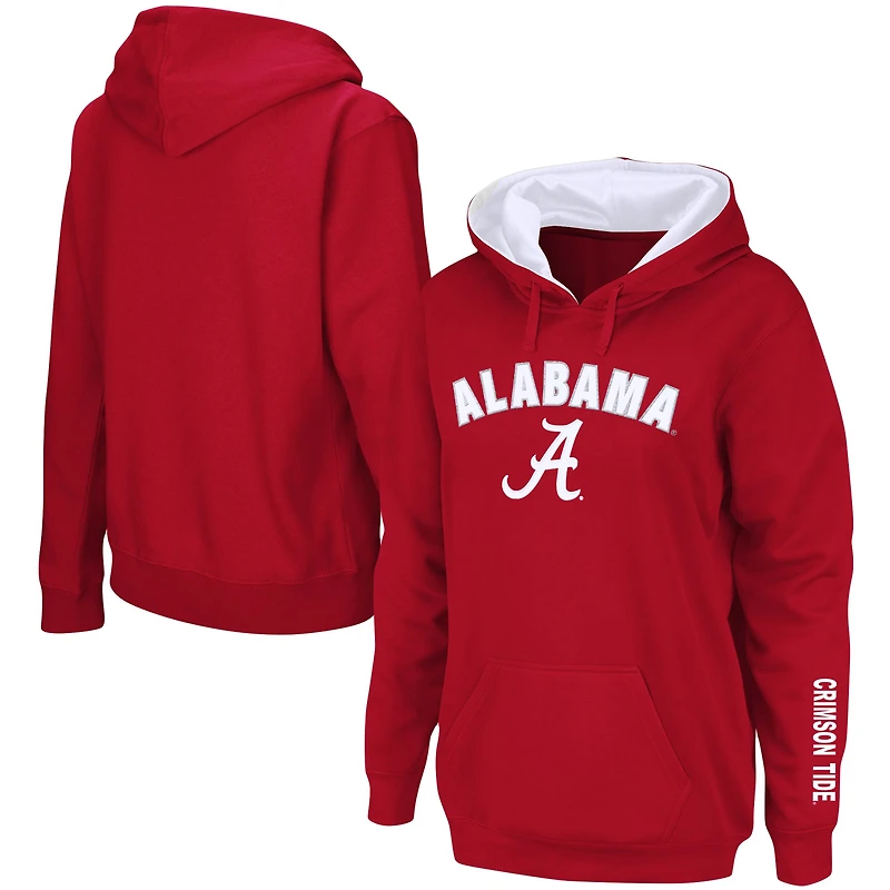 Women's Crimson Alabama Crimson Tide Arch & Logo 1 Pullover Hoodie