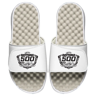 Youth ISlide White NASCAR 2019 Daytona 500 Black Logo Slide Sandals