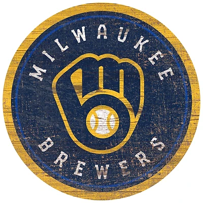 Milwaukee Brewers Distressed Logo Cutout Sign
