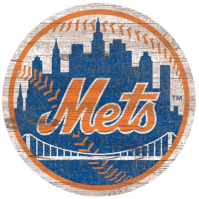 New York Mets Distressed Logo Cutout Sign