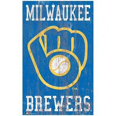 Milwaukee Brewers 11'' x 19'' Heritage Distressed Logo Sign