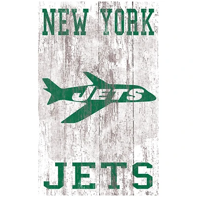 New York Jets 11'' x 19'' Heritage Distressed Logo Sign