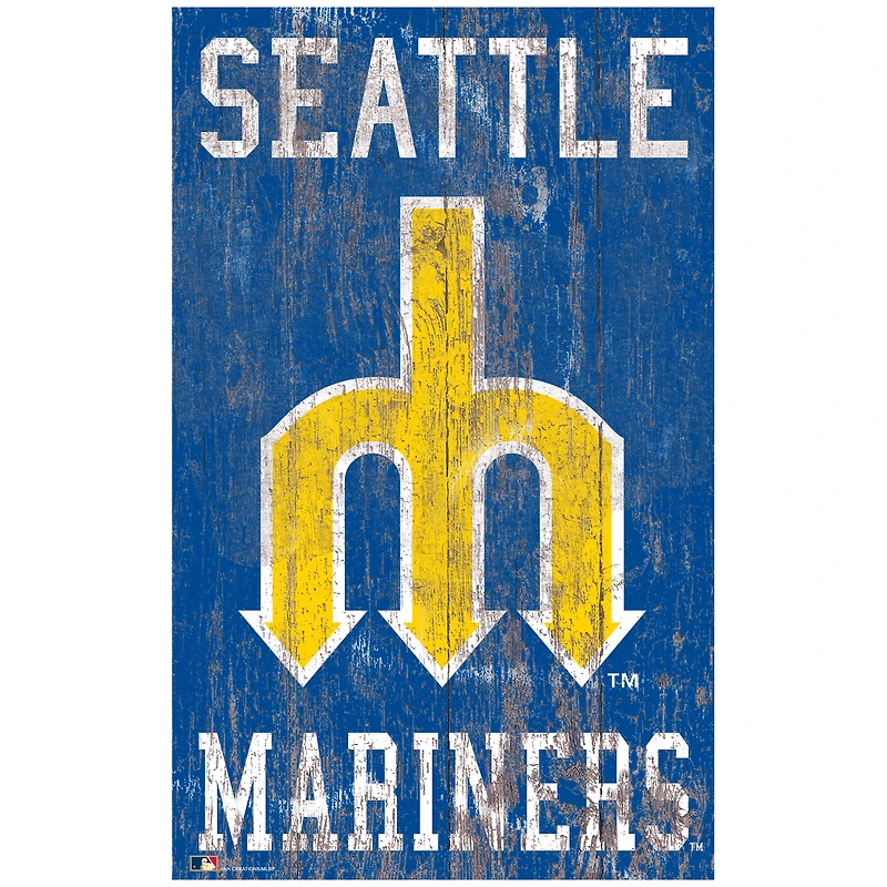 Seattle Mariners 11'' x 19'' Heritage Distressed Logo Sign