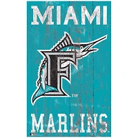 Miami Marlins 11'' x 19'' Heritage Distressed Logo Sign