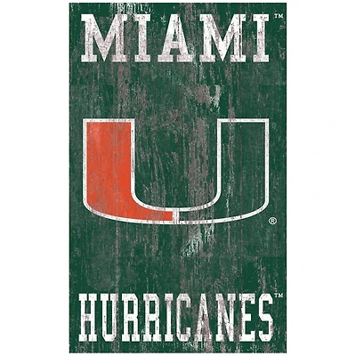 Miami Hurricanes 11'' x 19'' Heritage Distressed Logo Sign