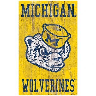 Michigan Wolverines 11'' x 19'' Heritage Distressed Logo Sign