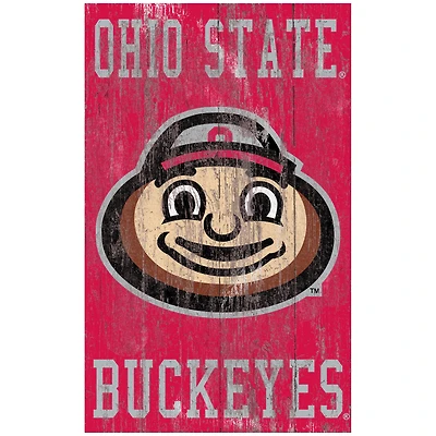 Ohio State Buckeyes 11'' x 19'' Heritage Distressed Logo Sign