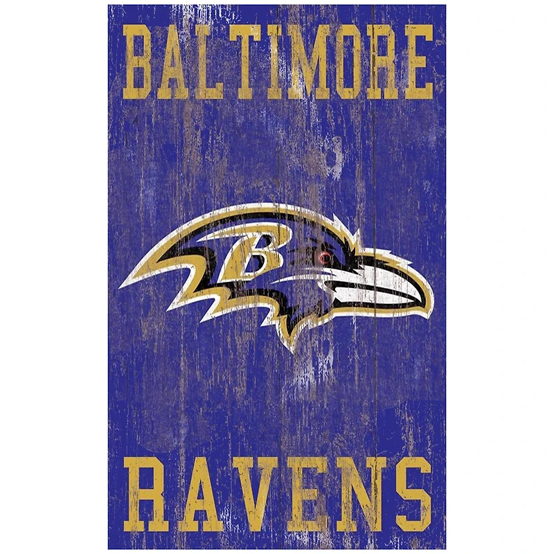 Baltimore Ravens 11'' x 19'' Heritage Distressed Logo Sign