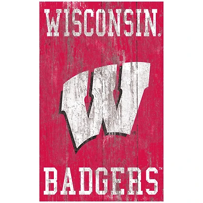 Wisconsin Badgers 11'' x 19'' Heritage Distressed Logo Sign