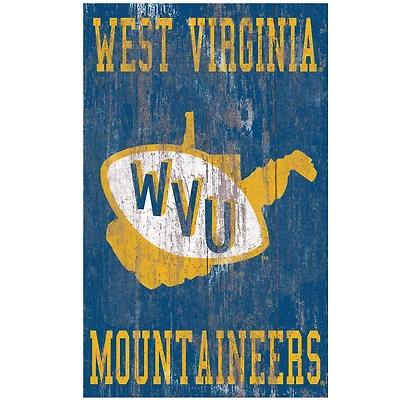 West Virginia Mountaineers 11'' x 19'' Heritage Distressed Logo Sign