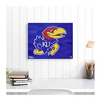 Kansas Jayhawks 16" x 20" Logo with Blue Background Gallery Wrapped Embellished Giclee