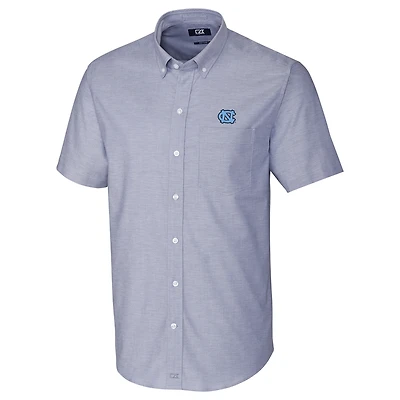 Men's Cutter & Buck Carolina Blue North Carolina Tar Heels Stretch Oxford Button-Down Short Sleeve Shirt